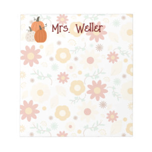 Bloc De Notas Maestra principal regalo Floral y calabaza