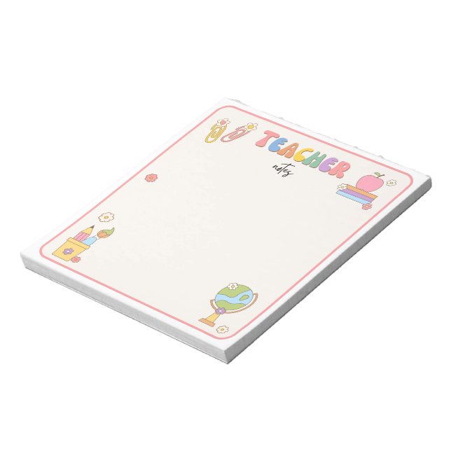 Bloc De Notas Maestra Retro Adorable (Lado Izquierdo)