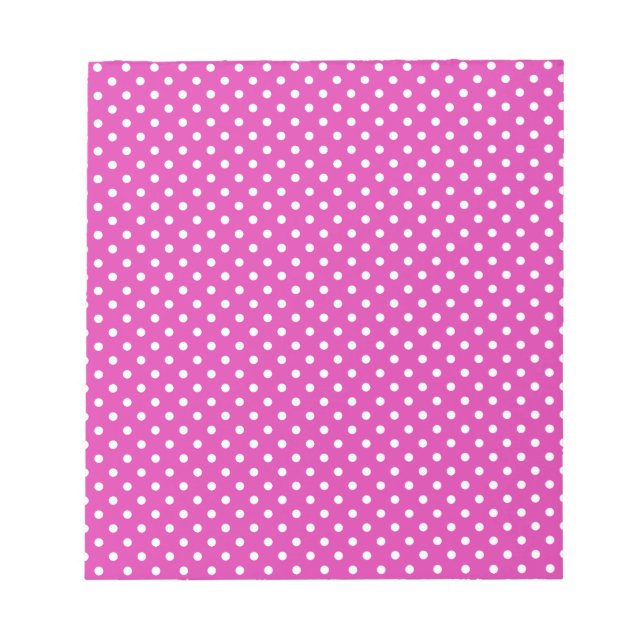 Bloc De Notas Magenta, puntos de polka blanco (Frente)