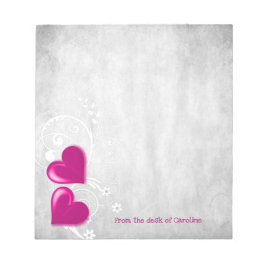 Bloc De Notas Magenta Valentine Hearts Personalized Notepad