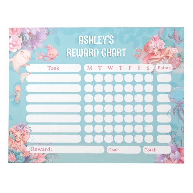 Bloc De Notas Magical Mermaids Reward Chore Chart for Kids (Frente)