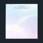 Bloc De Notas Magical Pastel Clouds and a Rainbow<br><div class="desc">A notepad with a soft and lovely background image. Pastel blues and pink clouds with a magical rainbow.</div>