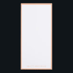 Bloc De Notas Magnético 2024 Color del año: Peach<br><div class="desc">Este bloc de notas personalizado presenta un borde de melocotón en el color del año 2024. Puede personalizar con un nombre.</div>