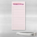 Bloc De Notas Magnético acuarela rosa Lista personalizada de tareas pendie<br><div class="desc">Deliciarla dándole un pincel de color rosado de broca personalizada Lista de tareas pendientes de Bloc de notas magnético. Esta pancarta práctica y elegante es perfecta para las mujeres organizadas y productivas. La característica magnética de este bloc de notas le permite conectarse convenientemente a cualquier superficie metalizado, como un refrigerador...</div>