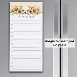 Bloc De Notas Magnético Chihuahua Sunflowers Perro Amarillo Floral de colo