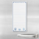 Bloc De Notas Magnético Chinoiserie Azul Y Blanco Para Hacer Lista<br><div class="desc">Nota elegante que puede personalizar con su propio texto incluyendo un nombre. El diseño incluye un borde de esquina de la llave griega con imágenes de jarrón de jengibre en color agua. Estos fueron pintados a mano originalmente por mí antes de ser escaneados en forma digital. Tenga en cuenta que...</div>