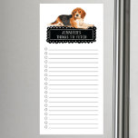 Bloc de notas magnético de Beagle Shopping List<br><div class="desc">Cosas adorables para buscar a Beagle dog con un marco de pizarra negra personalizado con tu nombre.</div>