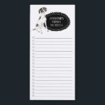 Bloc de notas magnético de la lista de compras de<br><div class="desc">Cosas adorables para buscar un perro puntero inglés con un marco de pizarra negra personalizado con tu nombre.</div>