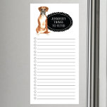 Bloc de notas magnético de la lista de compras de<br><div class="desc">Cosas adorables para buscar al perro Boxer con un marco de pizarra negra personalizado con tu nombre.</div>