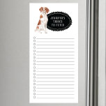 Bloc de notas magnético de la lista de compras de<br><div class="desc">Cosas adorables para buscar perro británico con un marco de pizarra negra personalizado con tu nombre.</div>