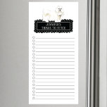 Bloc de notas magnético de la lista de compras de<br><div class="desc">Cosas adorables para buscar a Tan Dachshund perro con un marco negro de pizarra personalizado con tu nombre.</div>