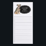 Bloc de notas magnético de la lista de compras del<br><div class="desc">Cosas adorables para buscar al perro de Border Terrier con un marco de pizarra negra personalizado con tu nombre.</div>