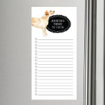 Bloc de notas magnético de Labrador Recuperever<br><div class="desc">Cosas adorables para recuperar el perro Labrador Retriever con un marco de pizarra negra personalizado con su nombre.</div>