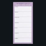 Bloc De Notas Magnético Dusty Lilac Minimalista simple planificación famil<br><div class="desc">Escriba sus cenas en esta almohadilla magnética de notas para planear las comidas de la semana y ponerlas en su nevera, puerta de despensa o centro de comando. La disposición sencilla y moderna, en tonos suaves, violeta pastel, negro y blanco con sans serif, seducirá a todos los planificadores de comidas...</div>