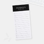 Bloc de notas magnético en blanco y negro<br><div class="desc">Para hacer List Magnetic Notepad presenta un nombre personalizado con texto personalizado en estilo serif profesional blanco,  en el borde superior negro,  sobre fondo blanco.</div>