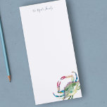 Bloc De Notas Magnético Estacionamiento personalizado de cangrejo azul acu<br><div class="desc">Elegante y costero, este papel personalizado presenta su nombre familiar o monograma en una tipografía escrita a mano con mi original cangrejo azul acuarela. Perfecto para bodas o sus notas de verano. Para ver más diseños de oficina en casa y regalos de cangrejo como este visita www.zazzle.com/dotellabelle Arte y diseño...</div>