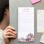 Bloc De Notas Magnético Fiesta De Té Vintage Personalizado Para Hacer List<br><div class="desc">Para hacer una lista para personalizar con tu nombre. Este diseño acuático presenta un diseño de fiesta de té vintage con tetera, tazas de té y rosas rosas rosas. Diseñado como una lista de tareas pendientes, el bloc de notas incluye líneas gobernadas y casillas de verificación para ayudar a mantener...</div>