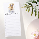 Bloc De Notas Magnético Golden retriever watercolor to do list<br><div class="desc">Magnetic notepad to do list featuring a beautiful watercolor painting of a Golden retriever running through water.</div>