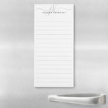 Bloc De Notas Magnético Guión moderno Monograma Iniciales Gris Plateado Go<br><div class="desc">Nota personalizada, minimalista y moderna de espalda magnética con guion simple de caligrafía con guion o monograma y nombre en plata y gris. CAMBIOS: el estilo, el color, el tamaño y la posición del tipo de letra del texto se pueden cambiar haciendo clic en EDITAR en la sección PERSONALIZAR para...</div>