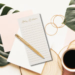 Bloc De Notas Magnético Guión oro Minimalista moderno simple | Blanco crud<br><div class="desc">Sencilla,  moderna,  minimalista y muy elegante tipografía de escritura dorada sobre Moda magnética de carteles de fondo blanco roto,  personalizado hecha y personalizada con su nombre o texto personalizado,  alineado.</div>