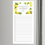 Bloc De Notas Magnético Lemon Grocery Shopping List Notepad magnético<br><div class="desc">Diseño de lista de compras de comestibles con una limonera acuarela personalizada con su nombre.</div>