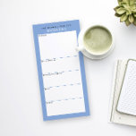 Bloc De Notas Magnético Lista azul Minimalista simple de compras<br><div class="desc">Escribe tu lista de compras en este panel magnético de notas para una manera fácil de planear tu ruta a través de la tienda mientras compras. La parte trasera magnética se pega en el frigorífico, la puerta metalizado o el centro de mando de la pizarra. El diseño sencillo y moderno...</div>