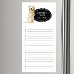 Bloc De Notas Magnético Lista de compras de Golden Retriever<br><div class="desc">Cosas adorables para recuperar el perro Golden Retriever con un marco de pizarra negra personalizado con su nombre.</div>