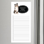 Bloc De Notas Magnético Lista de compras de pastores australianos<br><div class="desc">Cosas adorables para atrapar al perro pastor australiano con un marco de pizarra negra personalizado con tu nombre.</div>