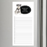 Bloc De Notas Magnético Lista de compras de perros Schnauzer en miniatura<br><div class="desc">Cosas adorables para buscar el perro Schnauzer en miniatura con un marco de pizarra negra personalizado con tu nombre.</div>