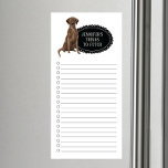Bloc De Notas Magnético Lista de compras de recuperación de Labrador marró<br><div class="desc">Cosas adorables para buscar el perro de Brown Labrador Retriever con un marco de pizarra negra personalizado con tu nombre.</div>