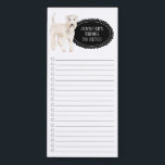 Bloc De Notas Magnético Lista de compras de Wheaten Terrier Notepad magnét<br><div class="desc">Cosas adorables para buscar al perro Wheaten Terrier con un marco negro de pizarra personalizado con tu nombre.</div>