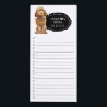 Bloc De Notas Magnético Lista de compras Golden Honey Cockapoo<br><div class="desc">Cosas adorables para buscar al perro Cockapoo de Miel Dorada con un marco negro de pizarra personalizado con tu nombre.</div>