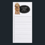 Bloc De Notas Magnético Lista de compras Golden Honey Cockapoo<br><div class="desc">Cosas adorables para buscar al perro Cockapoo de Miel Dorada con un marco negro de pizarra personalizado con tu nombre.</div>