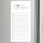 Bloc De Notas Magnético Marco floral moderno personalizado<br><div class="desc">Diseño magnético de tabletas con estampado y marca de verificación con un marco floral sencillo y moderno personalizado con tu nombre.</div>