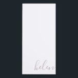 Bloc De Notas Magnético Moda de nombre de script Dusty Purple personalizad<br><div class="desc">Una moda,  un elegante billete personalizado para su lista de compras o para hacer. Nombre personalizado en una fuente moderna en color púrpura pastel.</div>