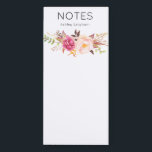 Bloc De Notas Magnético Nombre de la flor de la sangre rosa del personaliz<br><div class="desc">Escribe tus notas en este bloc de notas personalizado,  decorado con tu nombre y flores rosadas florecientes.</div>