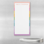 Bloc De Notas Magnético Nombre personalizado de las bandas de arcoiris del<br><div class="desc">Candy Pastel Rayos Arcoiris Notepad magnético personalizado</div>