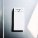 Bloc De Notas Magnético Nota Caligrafía Blanco Minimalista<br><div class="desc">Manténgase organizado con estilo con este bloc de notas magnético personalizado, diseñado para aquellos que aprecian tanto la funcionalidad como la estética. Con su nombre en una letra sans serif moderna y elegante, este bloc de notas es tan moda como práctico. El título "Notas" está diseñado de manera elegante en...</div>