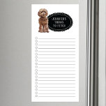 Bloc De Notas Magnético Notepad magnético de la lista de compras de Cockap<br><div class="desc">Cosas adorables para buscar al perro Cockapoo con un marco de pizarra negra personalizado con tu nombre.</div>
