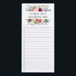 Bloc De Notas Magnético Notepad magnético de la lista de compras de flores<br><div class="desc">Diseño de lista de compras con una acuarela floral rosa y hojas marco personalizado con tu nombre.</div>