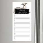Bloc De Notas Magnético Notepad magnético de la lista de compras de Greyho<br><div class="desc">Cosas adorables para buscar un perro griego italiano con un marco negro de pizarra personalizado con tu nombre.</div>