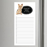 Bloc De Notas Magnético Notepad magnético de la lista de compras de Yorksh<br><div class="desc">Cosas adorables para llevar al perro Yorkshire Terrier con un marco negro de pizarra personalizado con tu nombre.</div>