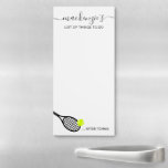 Bloc De Notas Magnético Para hacer la lista personalizada después del teni<br><div class="desc">Boletín de frigorífico magnético personalizado con una simple raqueta de tenis linda, nombre o texto personalizado en un monograma femenino de escritura de bonito femenina y moderno y "lista de cosas que hacer ... después del tenis" texto divertido. A cualquier jugador de tenis le encantaría tener un accesorio de oficina...</div>