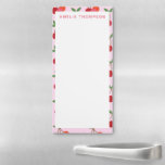 Bloc De Notas Magnético Patrón de fruta de cerezo en rosa y rojo personali<br><div class="desc">Patrón de fruta dulce con cerezas en rosa y rojo.</div>