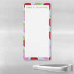 Bloc De Notas Magnético Patrón de fruta de fresa retro lindo personalizado<br><div class="desc">Patrón de fruta estética retro,  con fresas en rojo,  rosa y azul claro.</div>