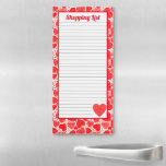 Bloc de notas magnético personalizado de los coraz<br><div class="desc">Personalizar esta lista magnética para cualquier tipo de compra o para hacer. El diseño de los corazones rojos encalados es perfecto para el romántico sin esperanza. Artellus Artworks™ presenta obras de arte y diseños originales con derechos de autor y una firma oculta. Artellus Artworks™, Marilynn Flynn, Zazzle y Zazzle Affiliates...</div>