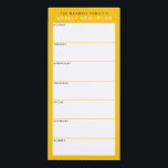 Bloc De Notas Magnético Planificación de la comida familiar simple de colo<br><div class="desc">Escriba sus cenas en esta almohadilla magnética de notas para planear las comidas de la semana y ponerlas en su nevera, puerta de despensa o centro de comando. El diseño sencillo y moderno, en tonos dorados, amarillos, negros y blancos con fuentes sans serif, seducirá a todos los planificadores de comidas...</div>