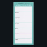 Bloc De Notas Magnético Planificación familiar Minimalista simple y verde<br><div class="desc">Escriba sus cenas en esta almohadilla magnética de notas para planear las comidas de la semana y ponerlas en su nevera, puerta de despensa o centro de comando. El diseño sencillo y moderno en azul verde azulado, negro y blanco fresco con fuentes sans serif resultará atractivo para todos los planificadores...</div>