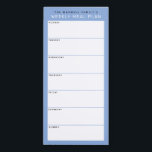 Bloc De Notas Magnético Planificación familiar simple y Minimalista azul<br><div class="desc">Escriba sus cenas en esta almohadilla magnética de notas para planear las comidas de la semana y ponerlas en su nevera, puerta de despensa o centro de comando. El diseño sencillo y moderno en azul, negro y blanco fresco francés con fuentes sans serif resultará atractivo para todos los planificadores de...</div>