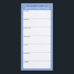 Bloc De Notas Magnético Planificación familiar simple y Minimalista azul<br><div class="desc">Escriba sus cenas en esta almohadilla magnética de notas para planear las comidas de la semana y ponerlas en su nevera, puerta de despensa o centro de comando. El diseño sencillo y moderno en azul, negro y blanco fresco francés con fuentes sans serif resultará atractivo para todos los planificadores de...</div>